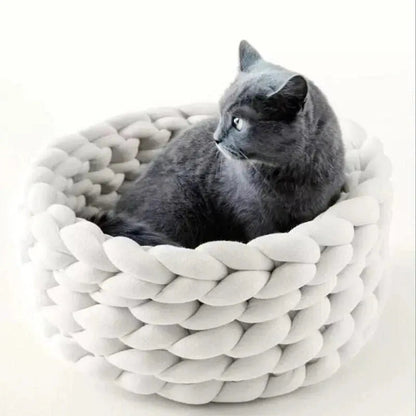 Pet Bed Knitted Wool Braided Sides & Machine Washable