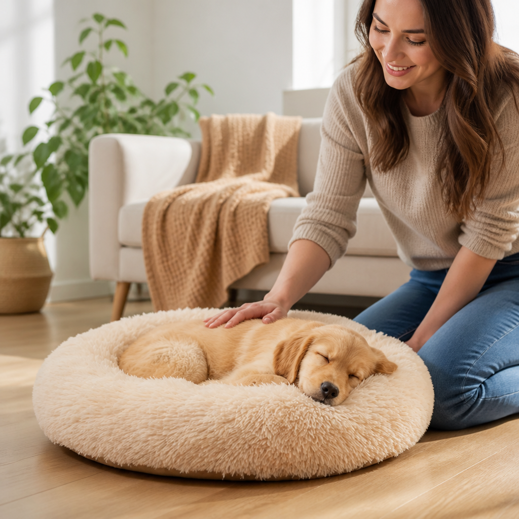 Pet Bed Orthopedic Bolster Faux Fur Machine Washable