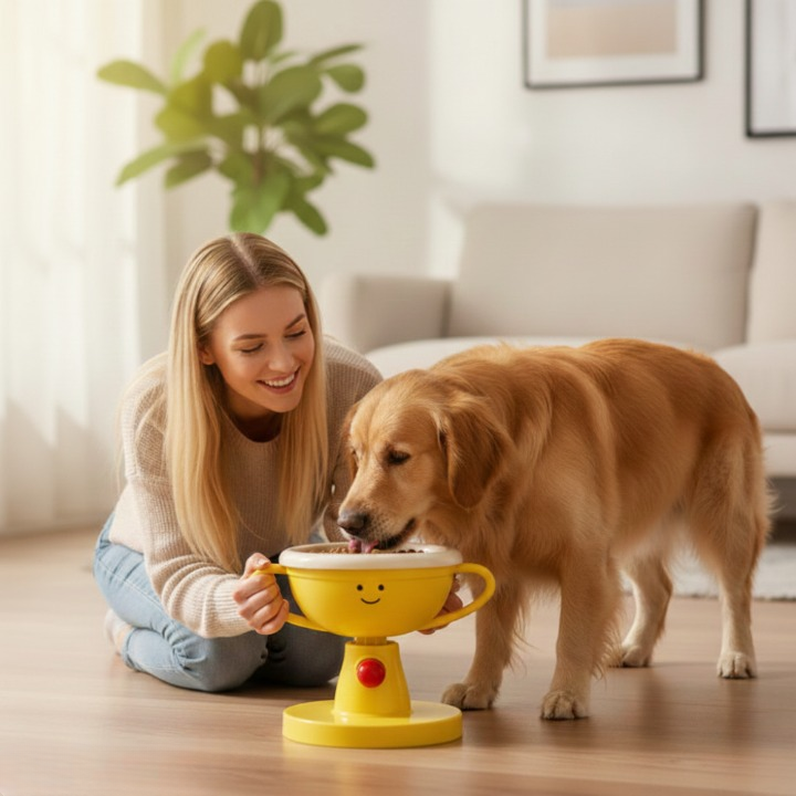 Pet Bowl 5-Level Adjustable Tilt Glazed Ceramic Non-Slip Base