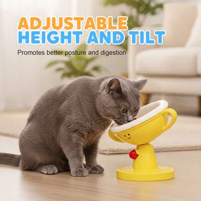 Pet Bowl 5-Level Adjustable Tilt Glazed Ceramic Non-Slip Base