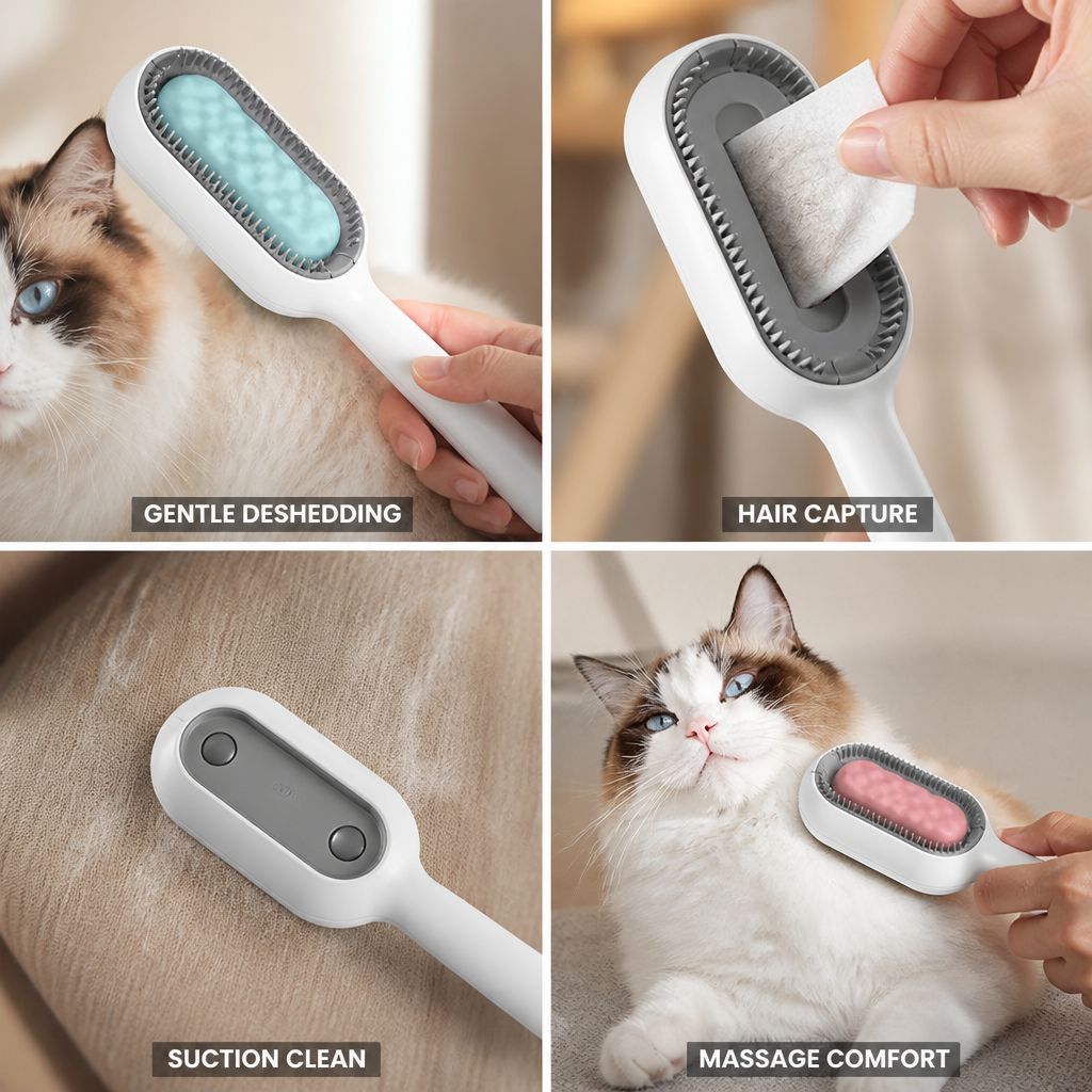 Pet Brush 2 In 1 Deshedding Silicone Bristles