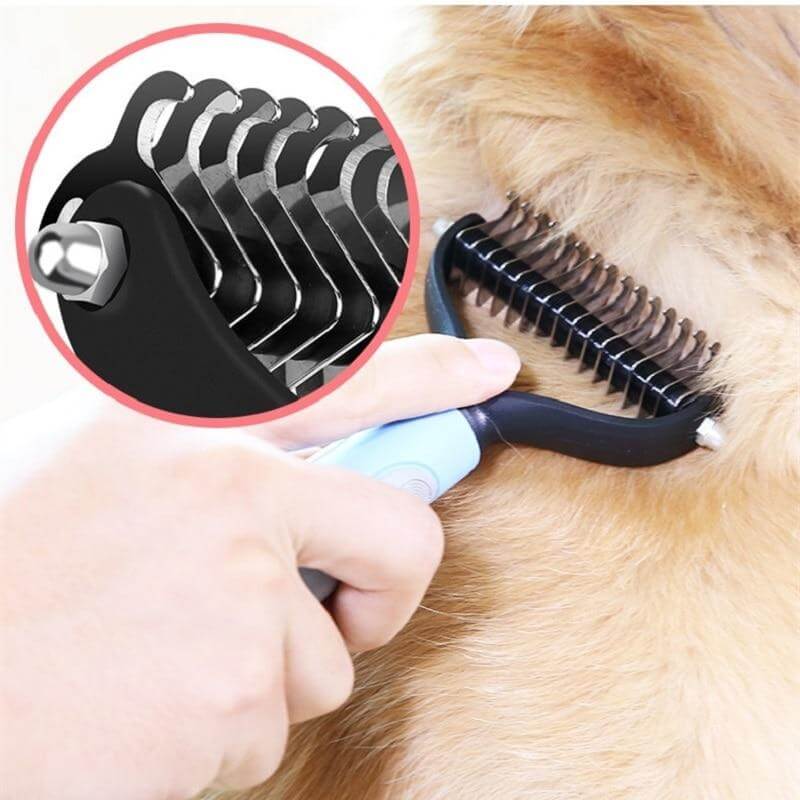 Pet Brush Stainless Steel Bristles Ergonomic Non-Slip Handle