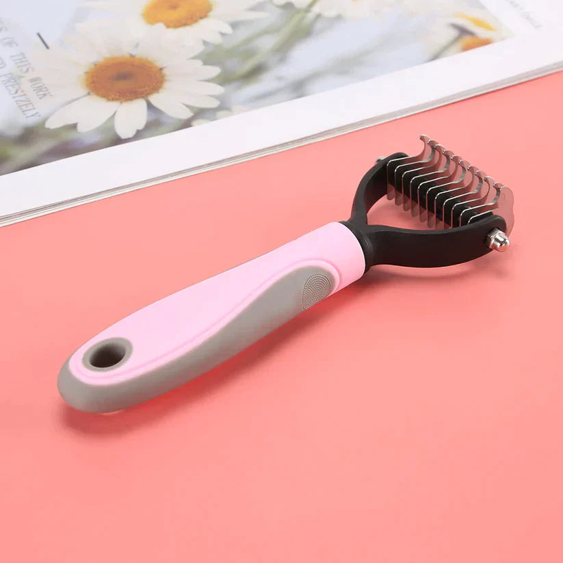 Pet Brush Stainless Steel Bristles Ergonomic Non-Slip Handle