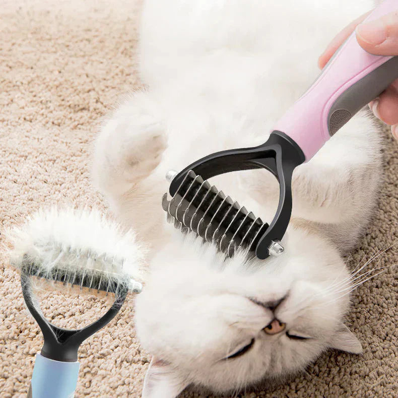 Pet Brush Stainless Steel Bristles Ergonomic Non-Slip Handle