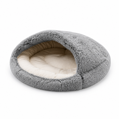 Pet Burrow Bed Semi-Enclosed Hood Plush Cotton & Non-Slip