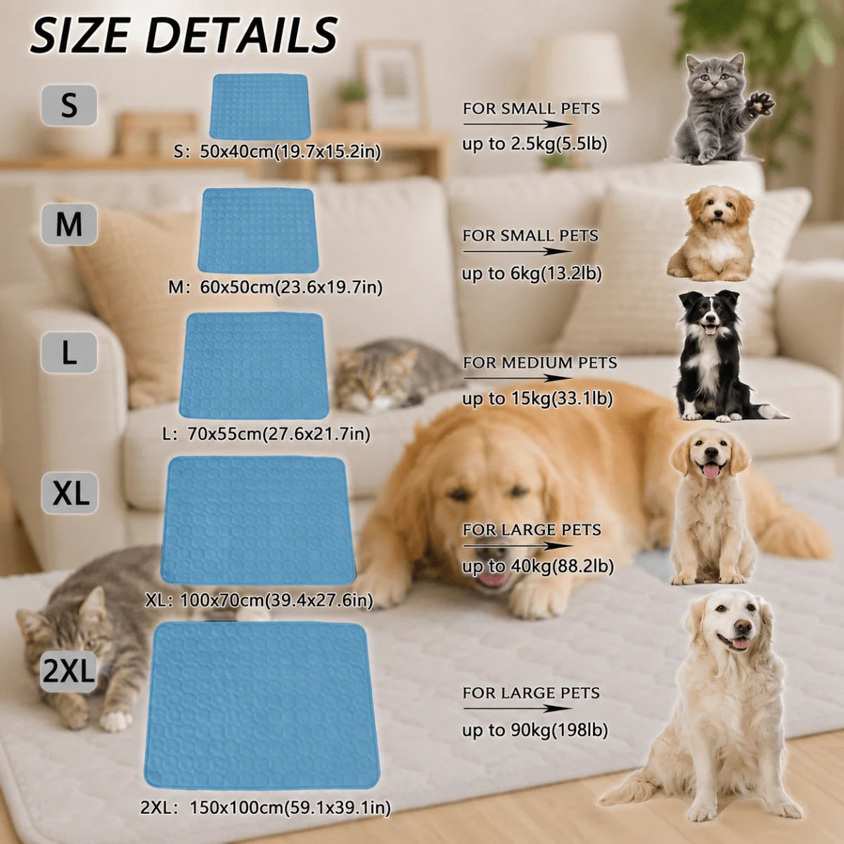 Pet Cooling Mat No-Electric Easy-Clean Fabric