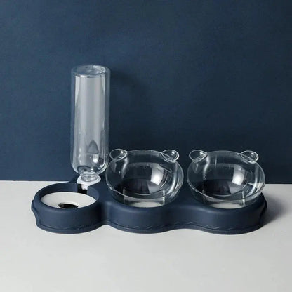 Pet Feeding Station Tilted Dual Bowls Auto Dispenser