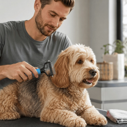 Pet Grooming Brush Gentle Detangler & Skin-Safe Blades