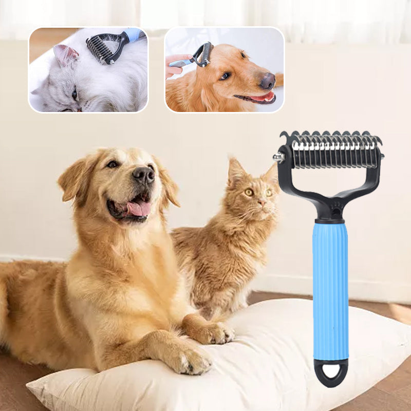 Pet Grooming Brush Gentle Detangler & Skin-Safe Blades