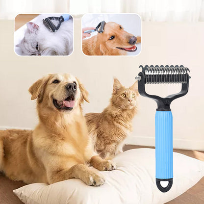 Pet Grooming Brush Gentle Detangler & Skin-Safe Blades