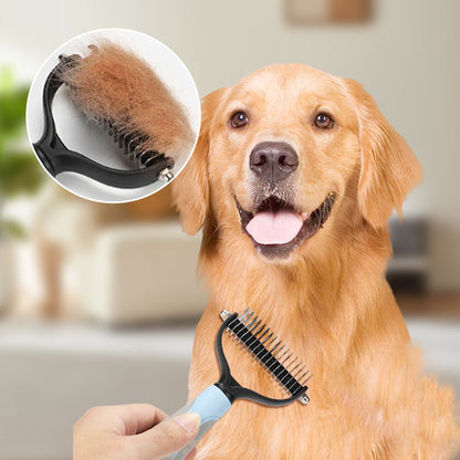 Pet Grooming Brush Gentle Detangler & Skin-Safe Blades