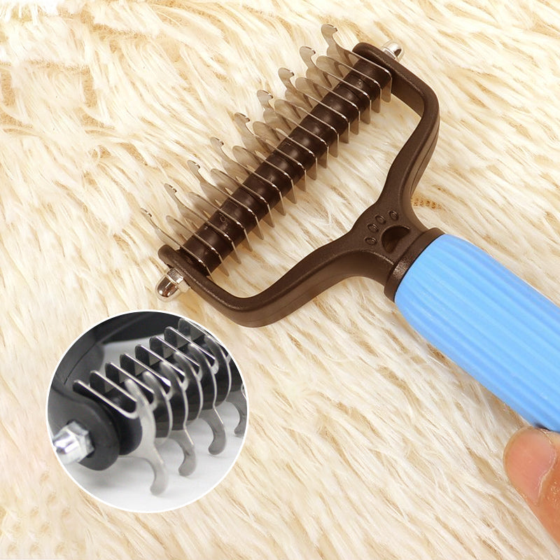 Pet Grooming Brush Gentle Detangler & Skin-Safe Blades