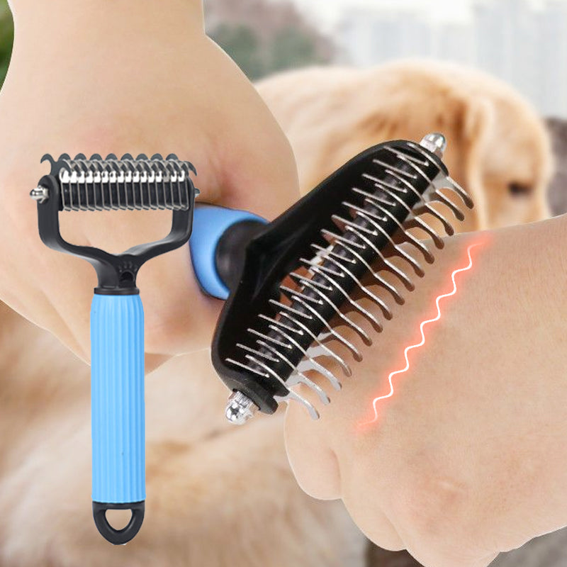 Pet Grooming Brush Gentle Detangler & Skin-Safe Blades