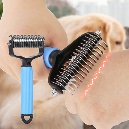 Pet Grooming Brush Gentle Detangler & Skin-Safe Blades
