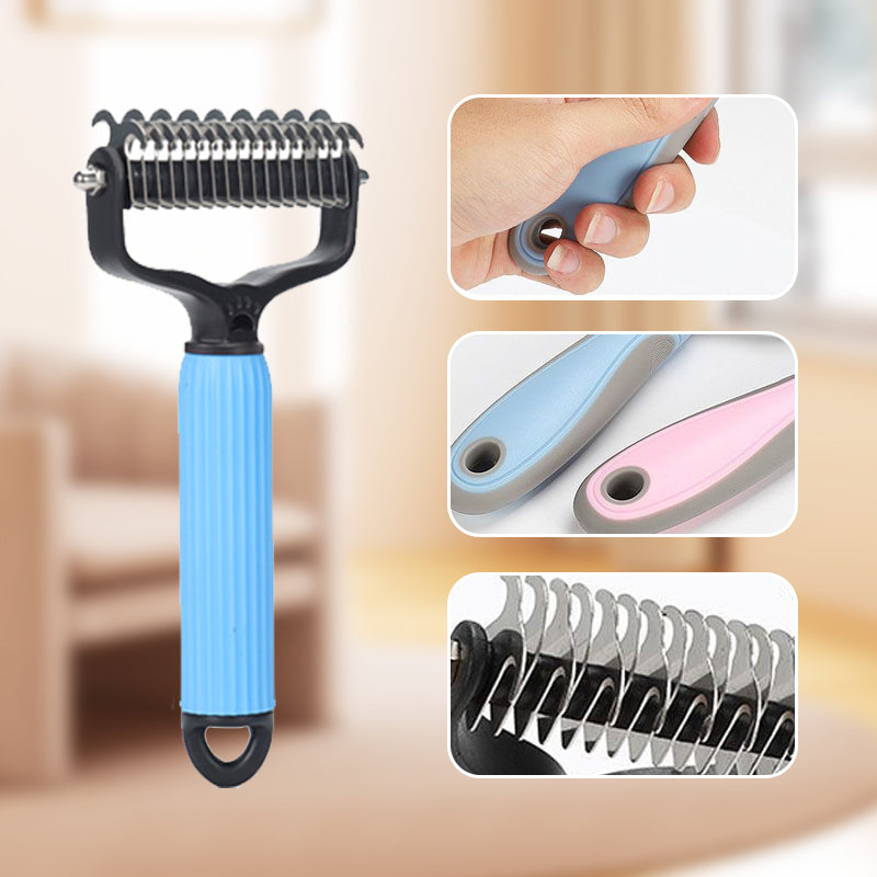 Pet Grooming Brush Gentle Detangler & Skin-Safe Blades