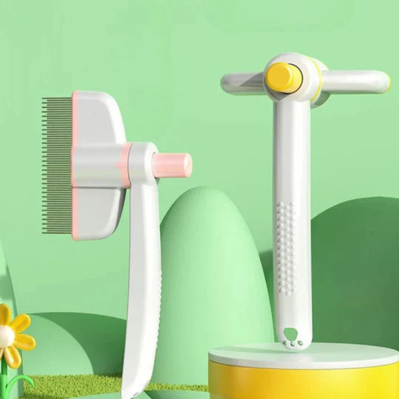 Pet Grooming Comb Double-Row Metal Teeth & Eject Button