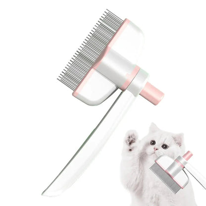 Pet Grooming Comb Double-Row Metal Teeth & Eject Button
