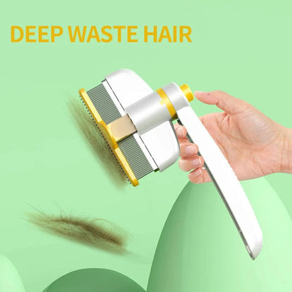 Pet Grooming Comb Double-Row Metal Teeth & Eject Button