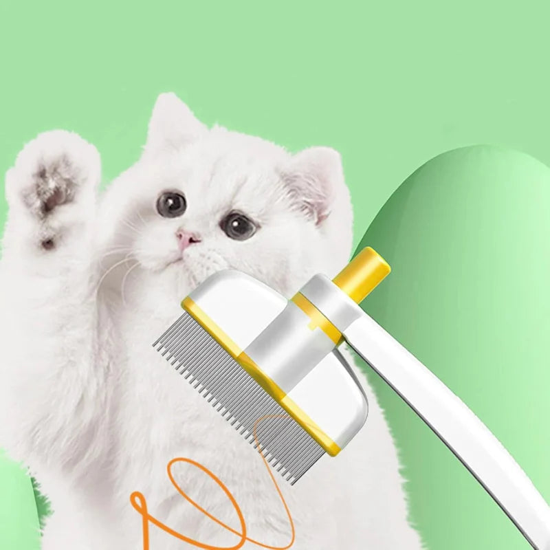 Pet Grooming Comb Double-Row Metal Teeth & Eject Button