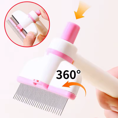 Pet Grooming Comb Double-Row Metal Teeth & Eject Button