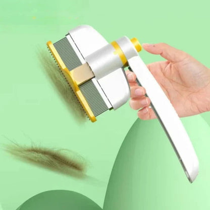 Pet Grooming Comb Double-Row Metal Teeth & Eject Button