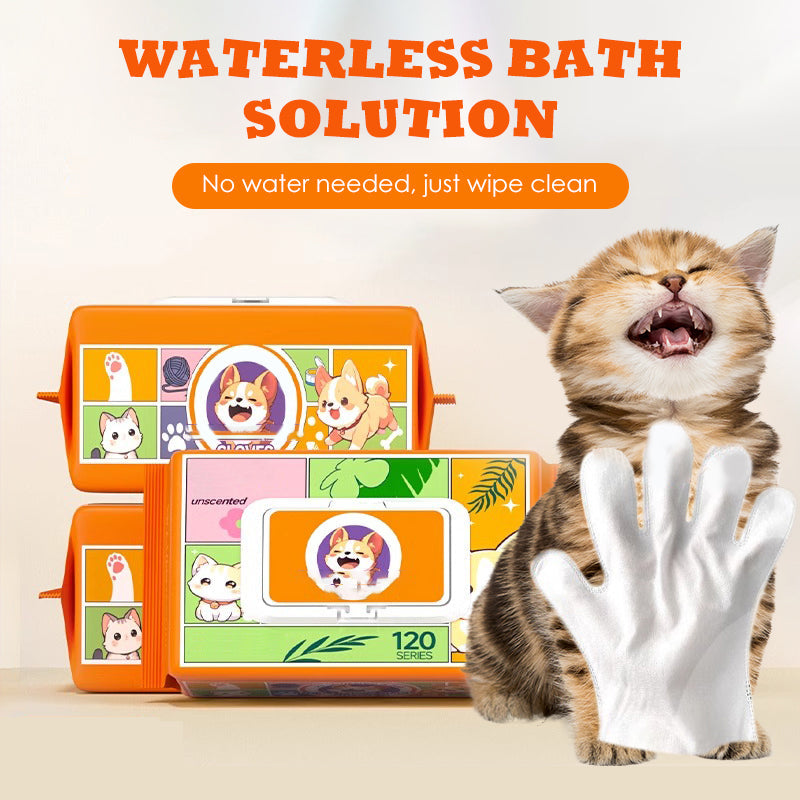 Pet Grooming Gloves Waterless Antibacterial Five-Finger 50 Pack