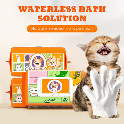 Pet Grooming Gloves Waterless Antibacterial Five-Finger 50 Pack