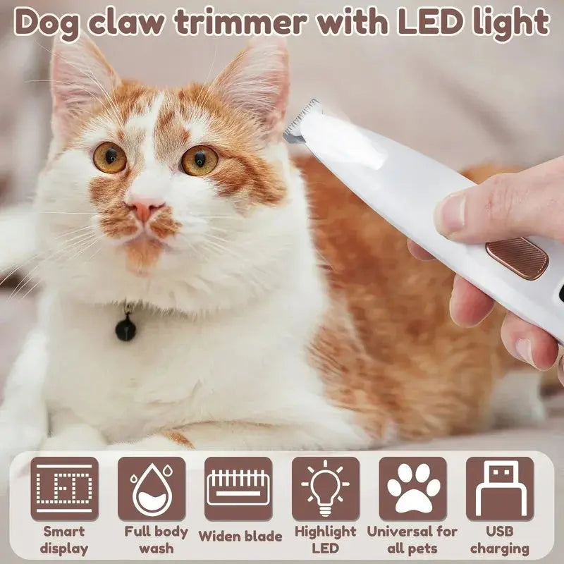 Pet Hair Trimmer Rechargeable Waterproof Stainless Steel Blades