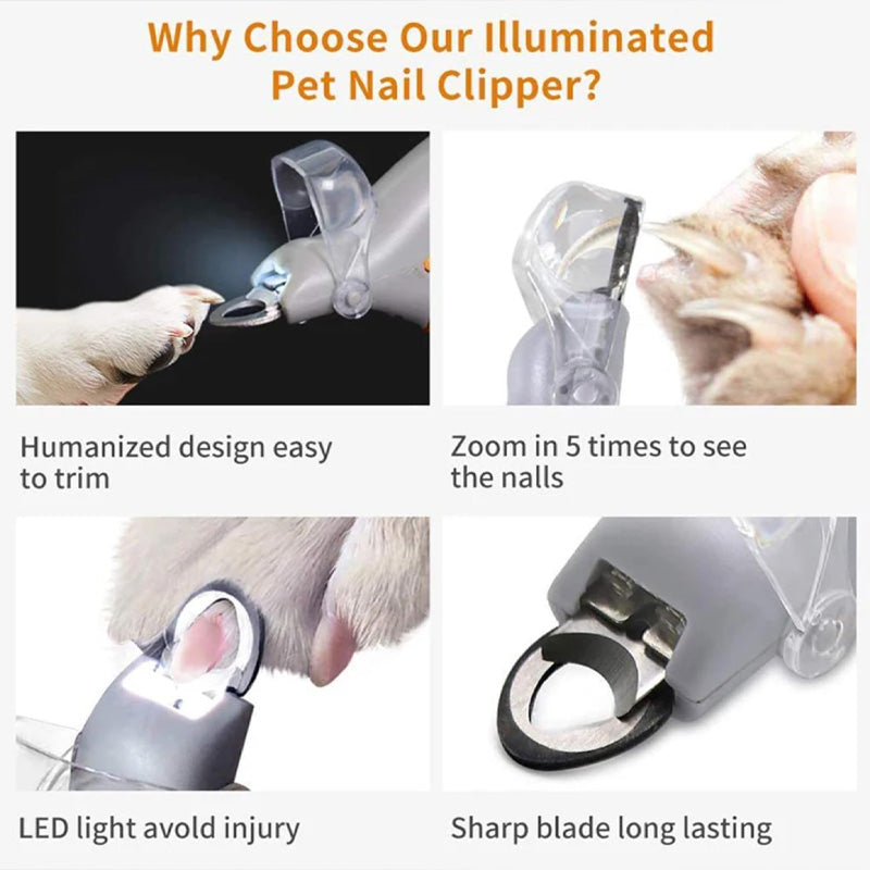 Pet Nail Clipper LED Vein Light & Replaceable Blade