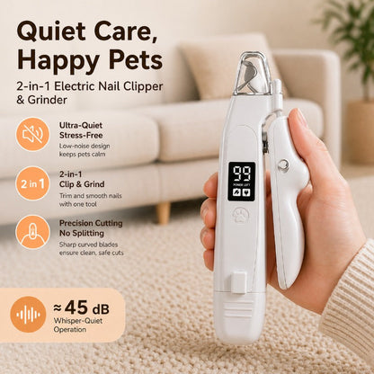 Pet Nail Trimmer Electric 2-in-1 Cut & Grind