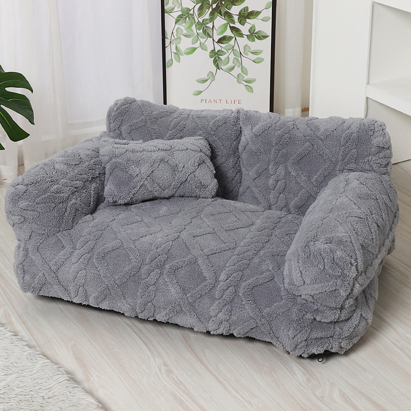 Pet Sofa Bed Quilted Velvet & Raised Edges