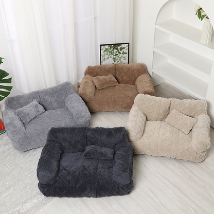 Pet Sofa Bed Quilted Velvet & Raised Edges
