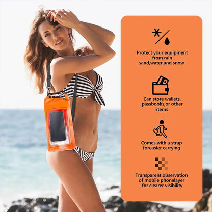 Phone Pouch Waterproof PVC Touchscreen Window Detachable Strap