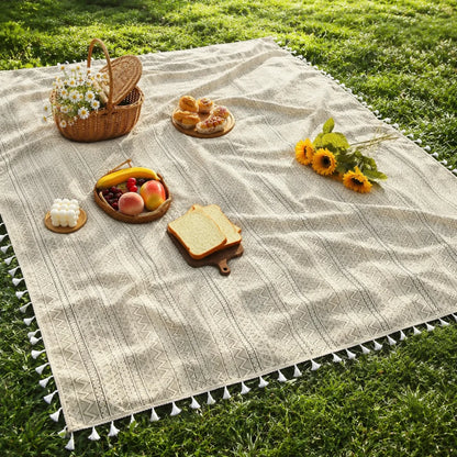 Picnic Blanket Boho Geometric Machine-Washable Polyester