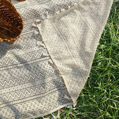 Picnic Blanket Boho Geometric Machine-Washable Polyester