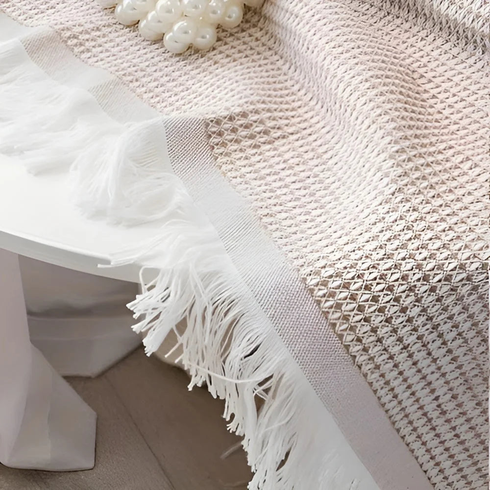 Picnic Blanket Fringed Boho Waterproof Backing & Machine Washable