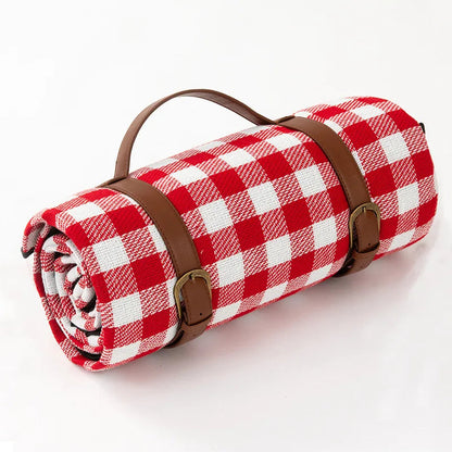 Picnic Blanket Waterproof & Padded Leather Carrying Strap