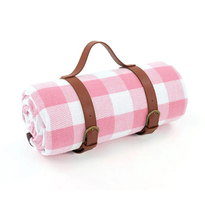 Picnic Blanket Waterproof & Padded Leather Carrying Strap