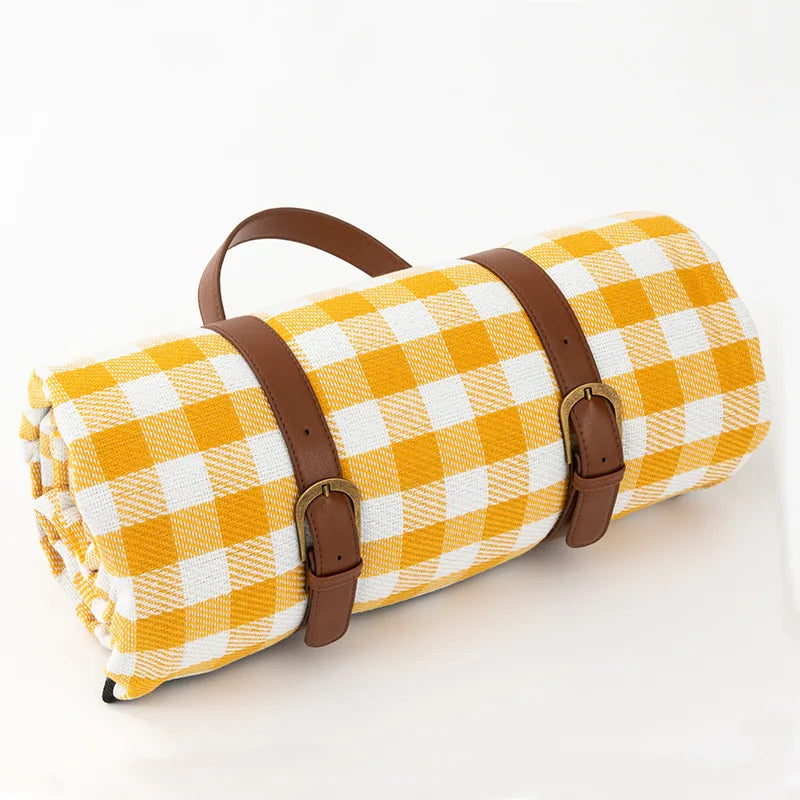 Picnic Blanket Waterproof & Padded Leather Carrying Strap