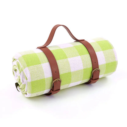 Picnic Blanket Waterproof & Padded Leather Carrying Strap