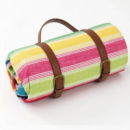 Picnic Blanket Waterproof & Padded Leather Carrying Strap