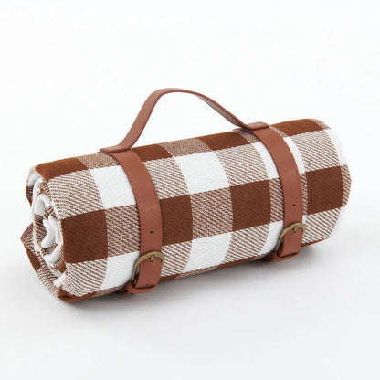Picnic Blanket Waterproof & Padded Leather Carrying Strap