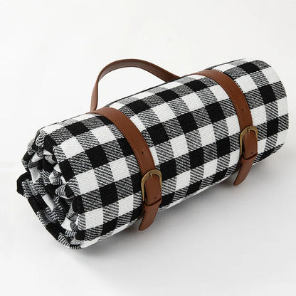 Picnic Blanket Waterproof & Padded Leather Carrying Strap