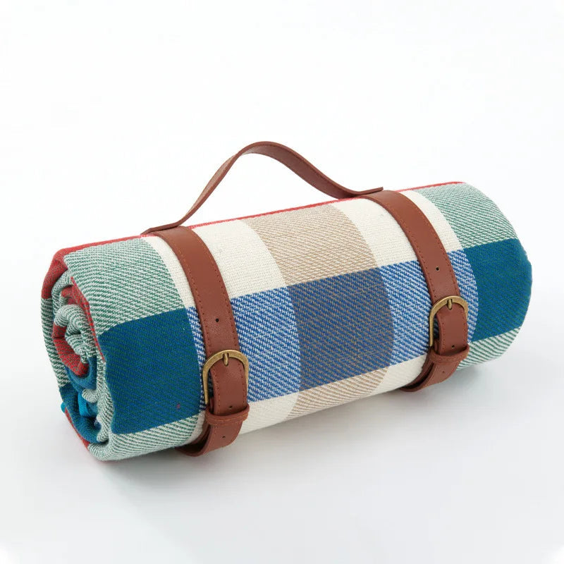 Picnic Blanket Waterproof & Padded Leather Carrying Strap