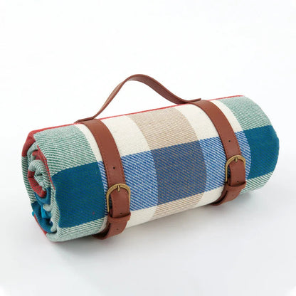Picnic Blanket Waterproof & Padded Leather Carrying Strap