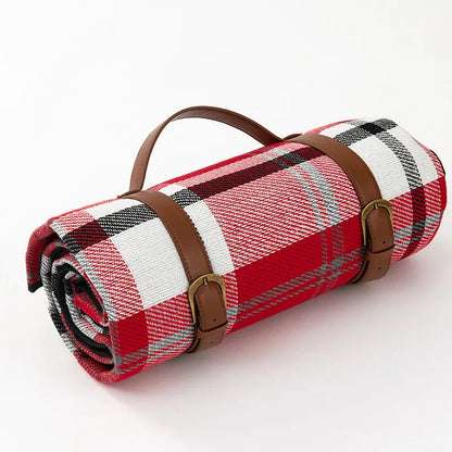 Picnic Blanket Waterproof & Padded Leather Carrying Strap