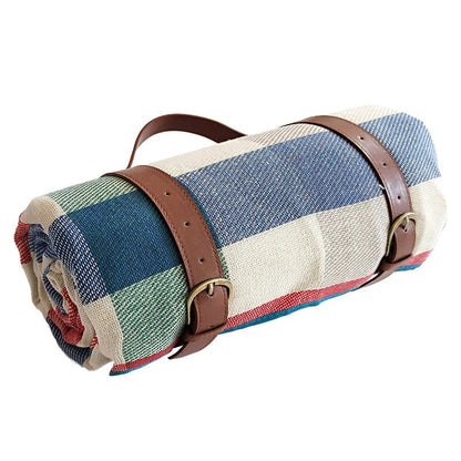 Picnic Blanket Waterproof & Padded Leather Carrying Strap