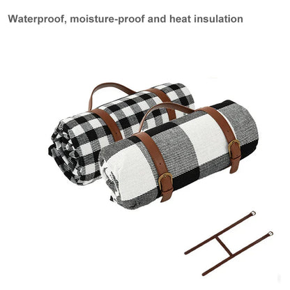 Picnic Blanket Waterproof & Padded Leather Carrying Strap