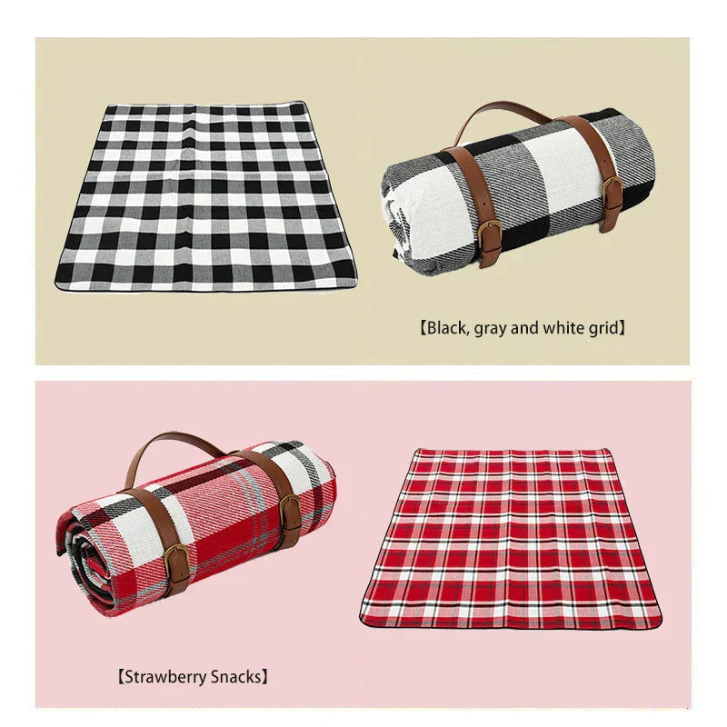 Picnic Blanket Waterproof & Padded Leather Carrying Strap