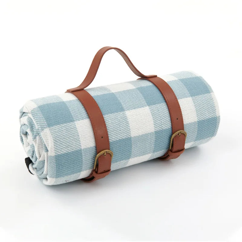 Picnic Blanket Waterproof & Padded Leather Carrying Strap